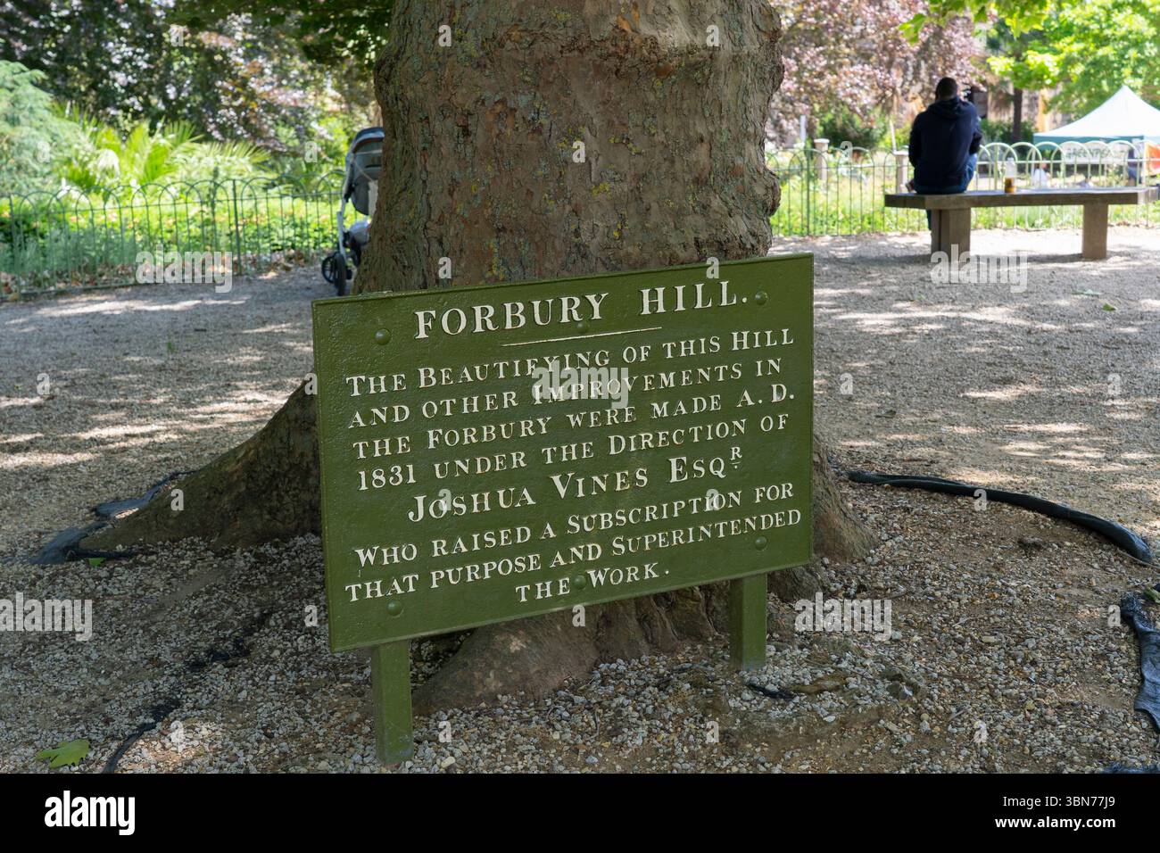 Forbury Hill wurde 1831 unter der Leitung von Joshua Vines verschönert und ist ein Überbleibsel von Reading im englischen Bürgerkrieg Stockfoto
