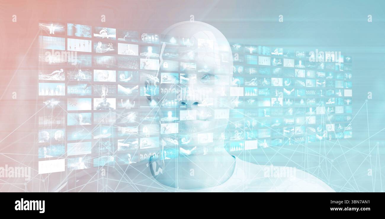 Technologie-Netzwerk über das Internet und Wireless Stockfoto