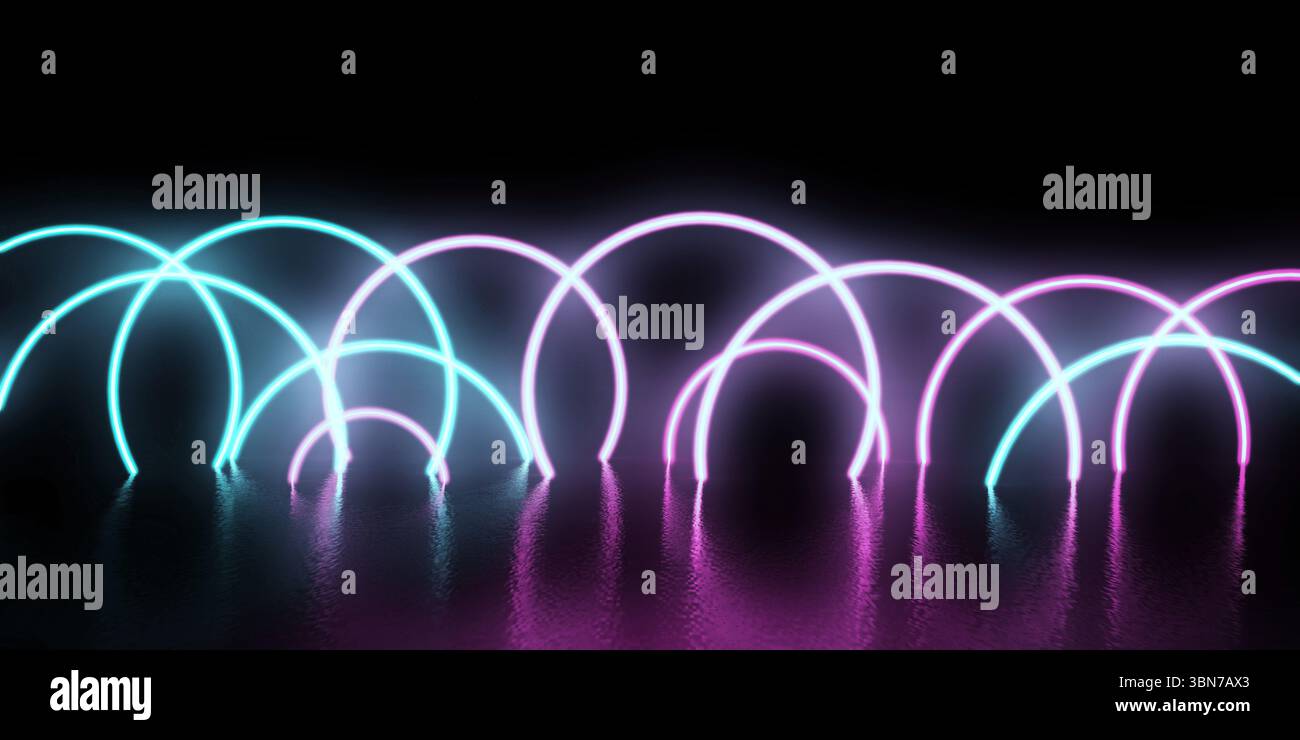 Abstrakte Digitale Landschaft mit fließende Energie Linien Stockfoto