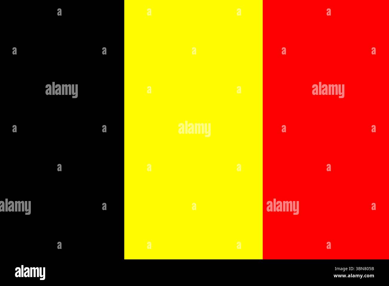 Flache belgische Flagge zeigt vertikale schwarze gelbe rote Streifen auf transparentem Hintergrund Stockfoto