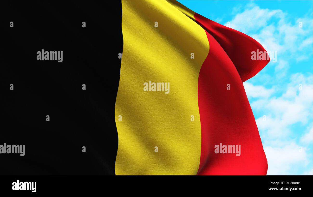 Belgische Flagge winkt mit Alpha Matte Stockfoto