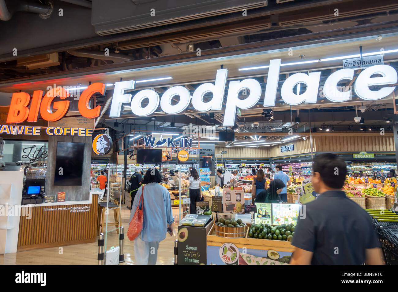 Big C Foodplace, Supermarkt Schild, Bangkok, Thailand Stockfoto