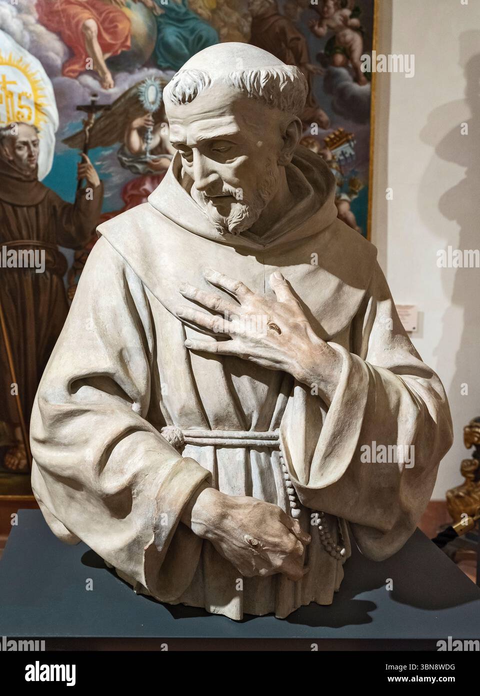 San Francesco - Terracotta dipinta - Giovanni Battista Ballanti Graziani - 1828 - S.Maria degli Angeli (PG), Museo della Porziuncola della Basi Stockfoto