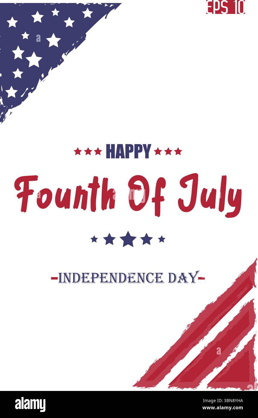 Happy 4th of July Independence Day kursive Handschrift USA abstrakte Flaggenvorlage Stock Vektor