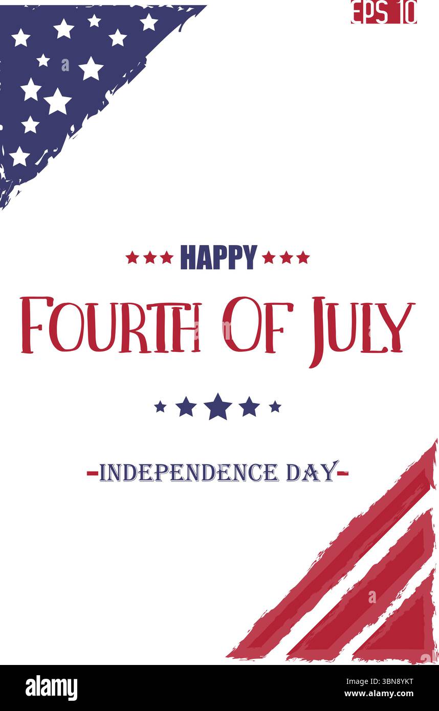 Happy 4th of July Independence Day kursive Handschrift USA abstrakte Flaggenvorlage Stock Vektor