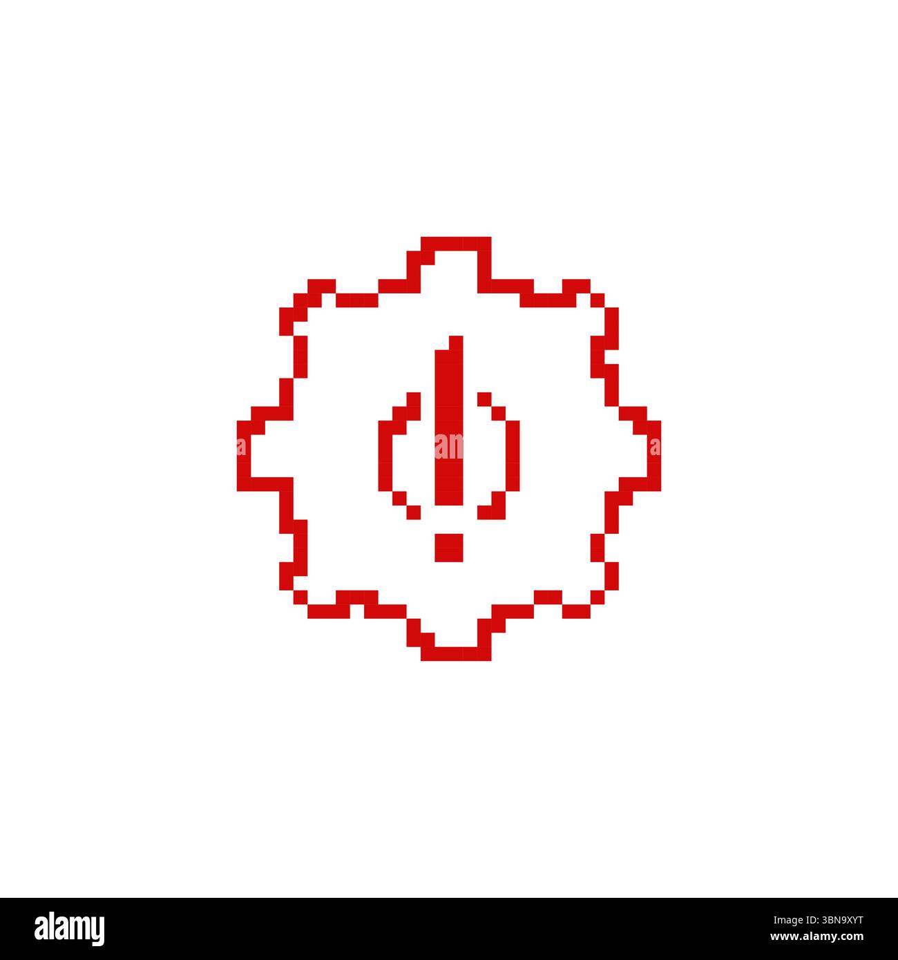 Mosaikpixelsymbol mit rotem Alarmausruf im Retro-Stil Stock Vektor