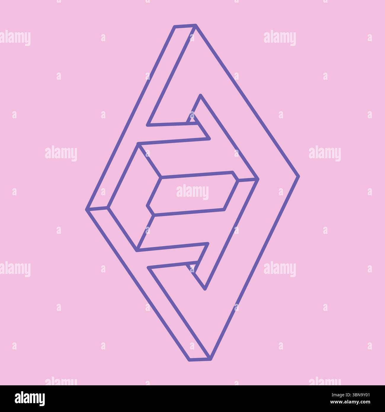 Unmögliche Formen, optisches Illusionslogo, Vektormuster. Optische Kunstobjekte. Geometrische Figuren. Stock Vektor