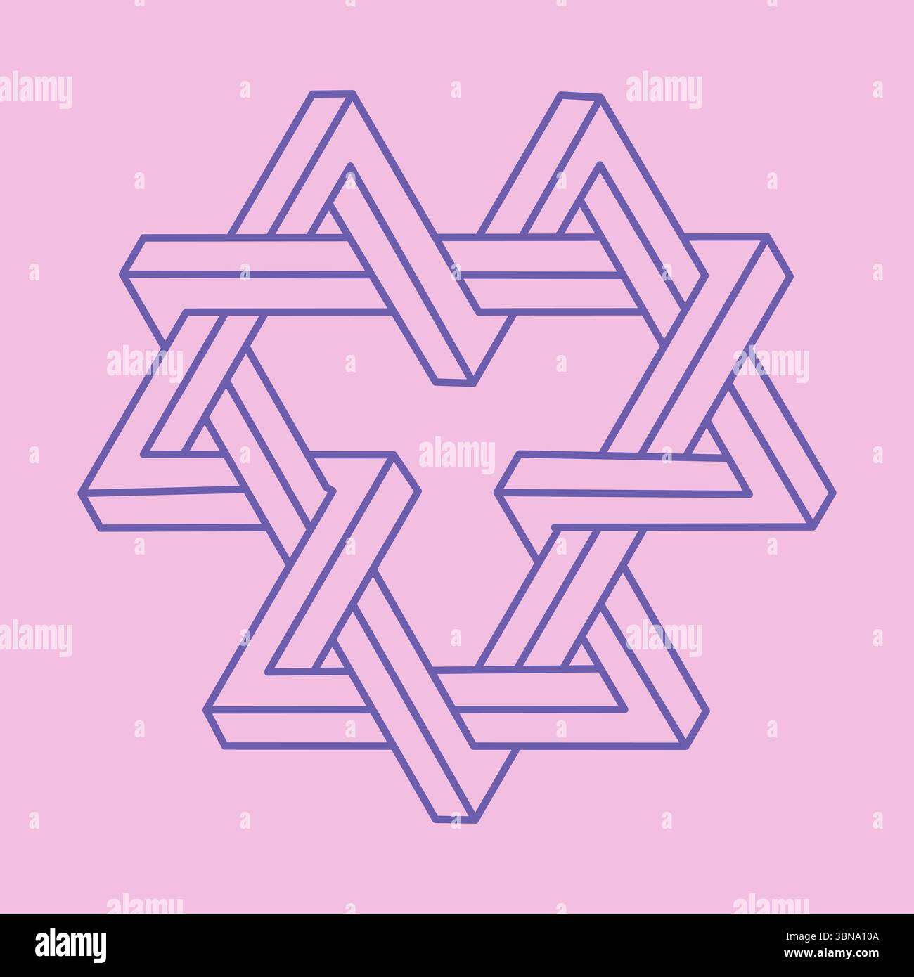 Unmögliche Formen, optische Illusionsmuster, Vektor. Optisches Kunstobjekt. Abstraktes Logo. Geometrische Figur. Stock Vektor
