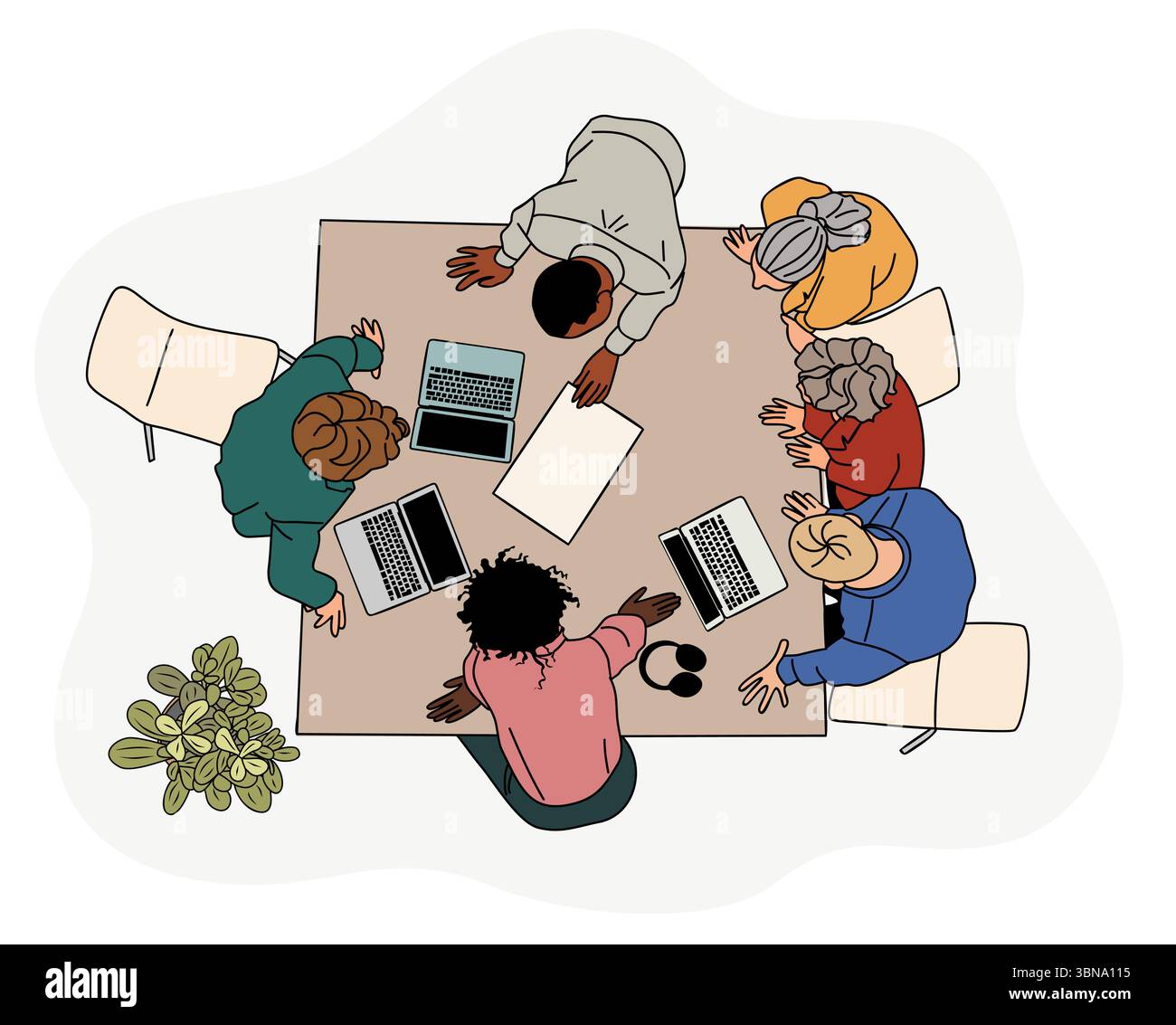 Business Meeting Vektor-Kunst-Illustration von oben Stock Vektor
