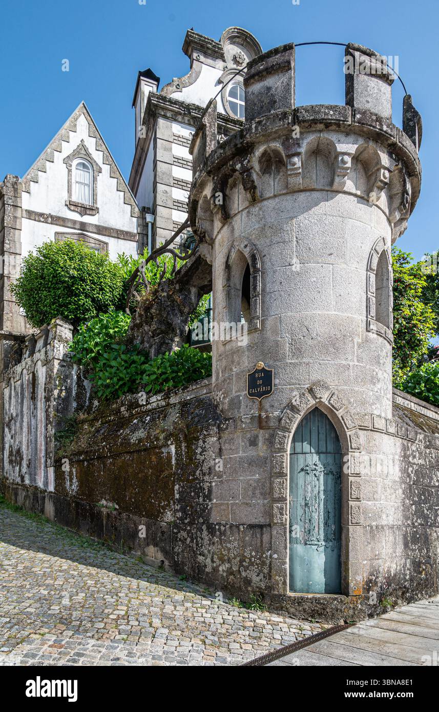 Brasilianische Architektur in Rua do Calvario, Viana do Castelo, Portugal Stockfoto