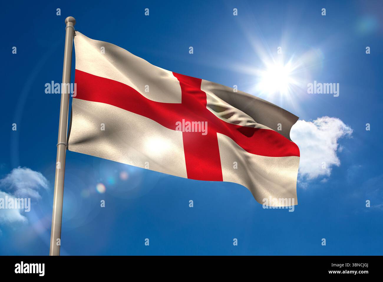 England Flagge am Fahnenmast Stockfoto