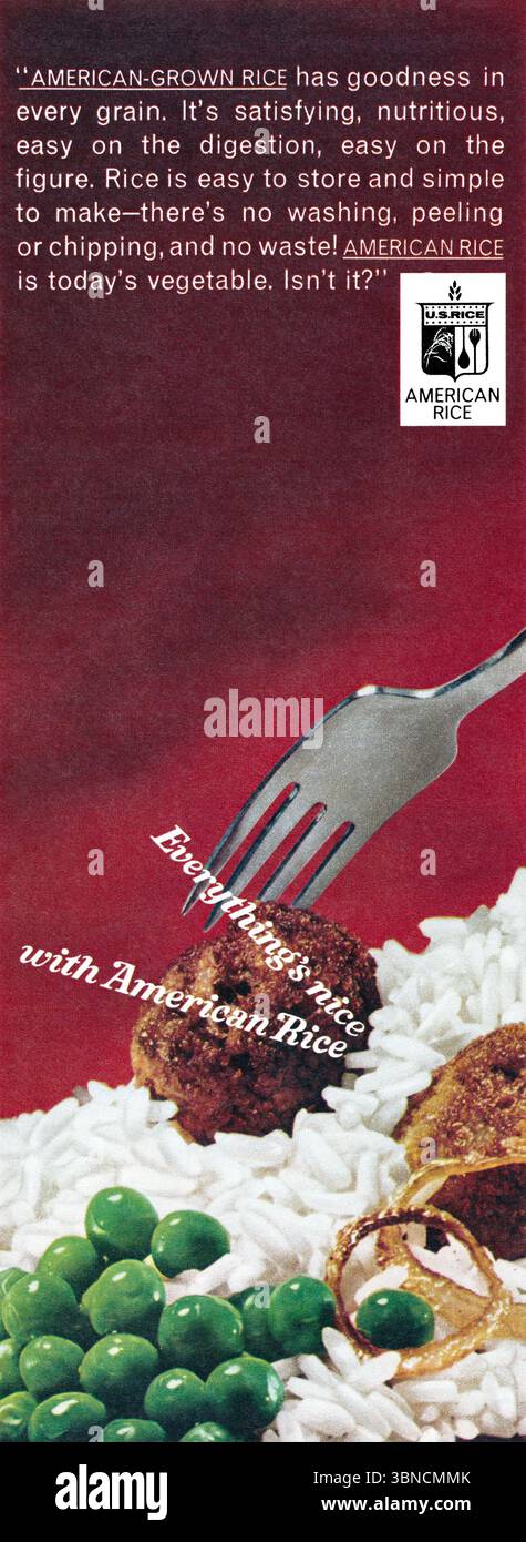 1968 britische Lebensmittelwerbung für American Rice. Stockfoto