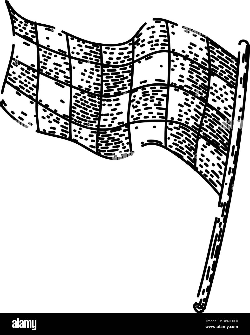 Geschwindigkeitsflagge Rennskizze Hand gezeichneter Vektor Stock Vektor