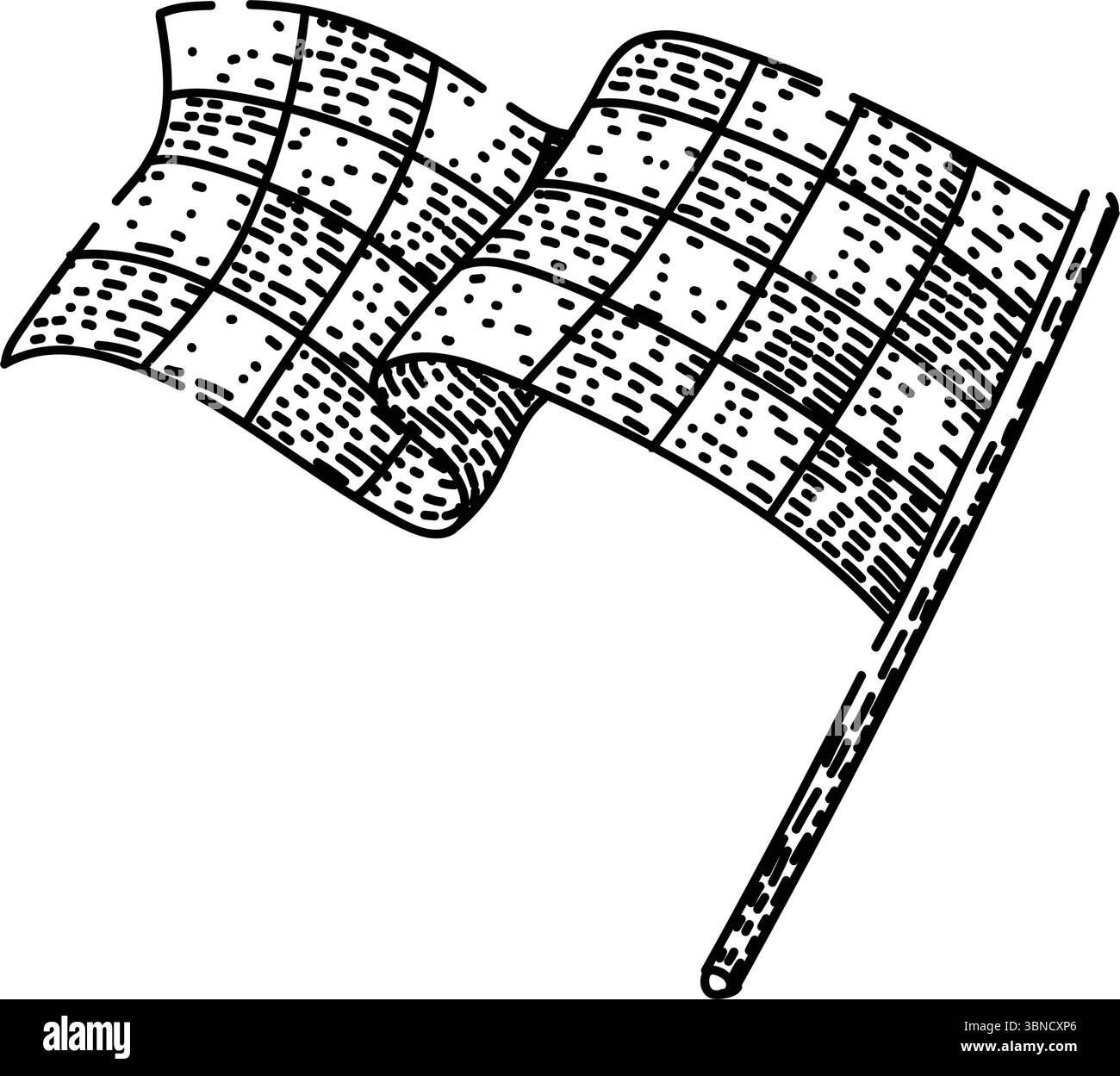 Track Flag Rennskizze Hand gezeichneter Vektor Stock Vektor