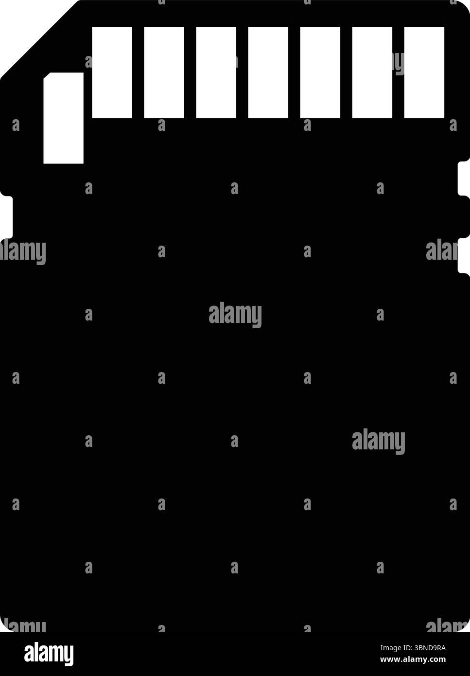 Schwarzes sd-Kartensymbol isoliert auf weiß für Web, App und Design, Vektorillustration. Stock Vektor