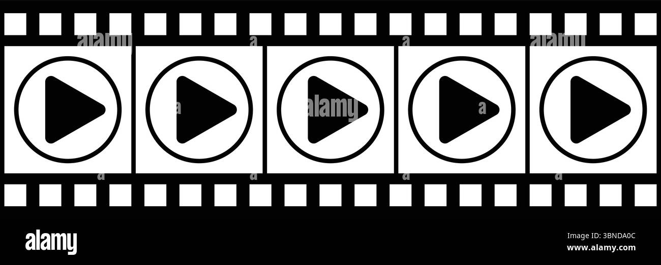 Horizontaler Schwarzweiß-Filmstreifen für Muster und Hintergrund. Stock Vektor