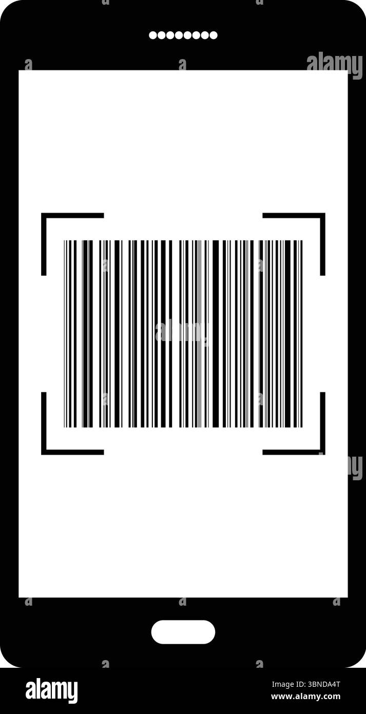 Smartphone zum Scannen des Barcode-Symbols nach Muster und Design. Stock Vektor