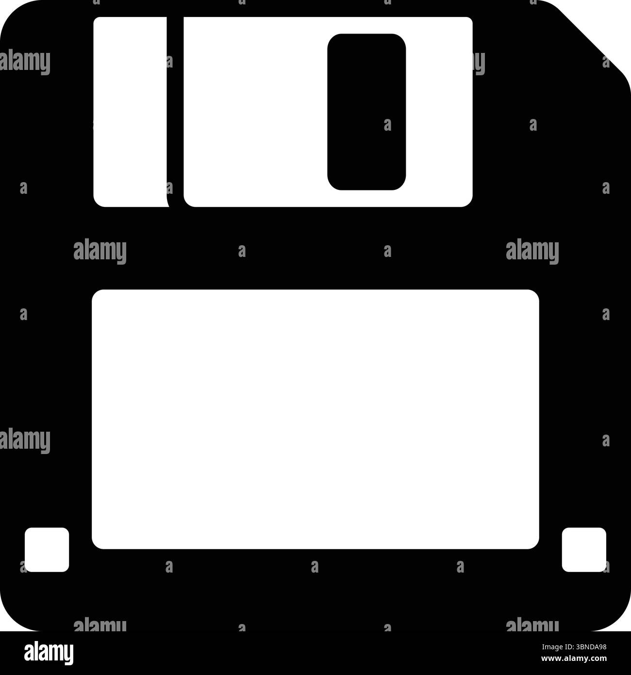 Ein schwarzes Diskettensymbol auf weiß isoliert für Web, App und Design, Vektorillustration. Stock Vektor