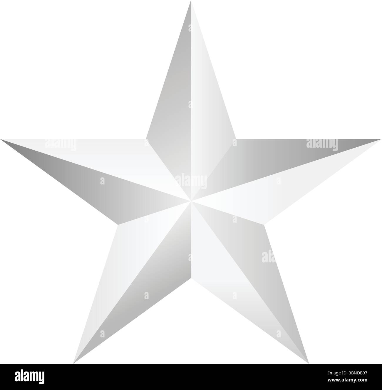 Ein schöner dekorativer silberner Stern isoliert auf weiß, Vektorillustration. Stock Vektor