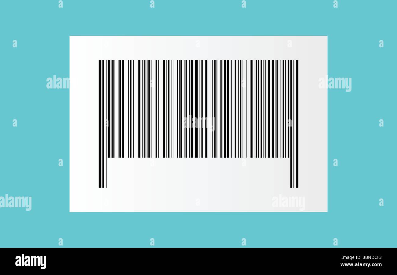 Schwarzer Barcode auf weißem Papieraufkleber für Muster und Design, Vektorillustration. Stock Vektor