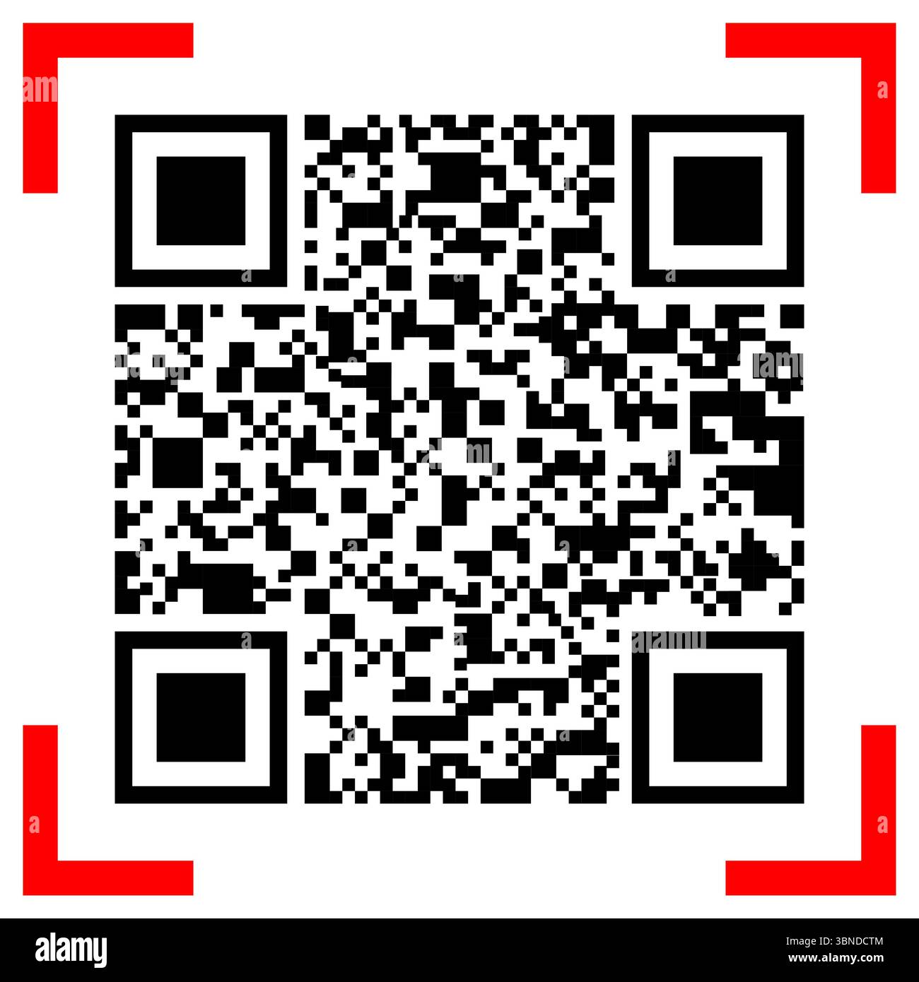 qr-Code mit rotem Scanner auf weiß, Vektorillustration. Stock Vektor