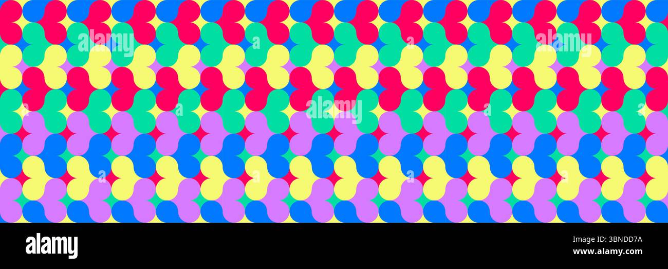 Horizontales, mehrfarbiges, modernes Design in Herzform für Muster und Hintergrund. Stock Vektor