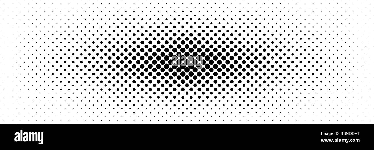 Horizontaler Halbton des schwarzen Kreisdesigns für Muster und Hintergrund. Stock Vektor