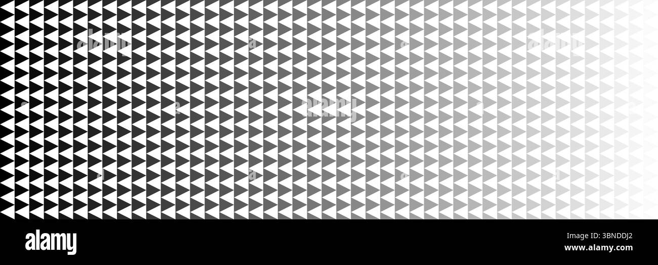 Horizontaler Halbton des gemischten schwarzen Dreiecks zu grauem Design für Muster und Hintergrund. Stock Vektor
