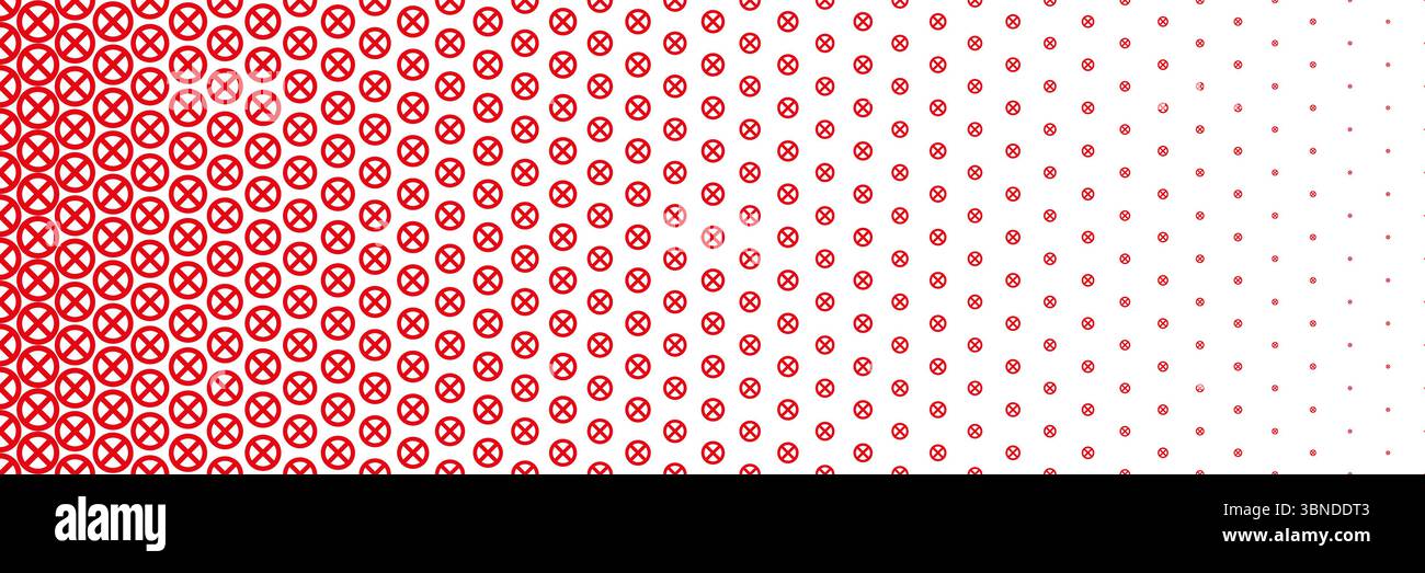 Horizontales rot gekreuztes No Entry-Zeichen für Muster und Hintergrund. Stock Vektor