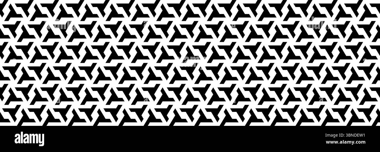 Horizontales nahtloses geometrisches Schwarz-weiß-Design für Muster und Hintergrund. Stock Vektor