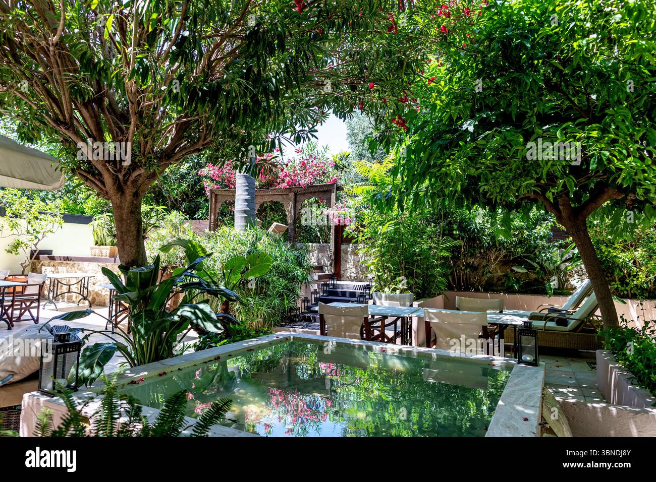 Garden of the Spirit of the Ritters Hotel in der Altstadt von Rhodos Griechenland Stockfoto