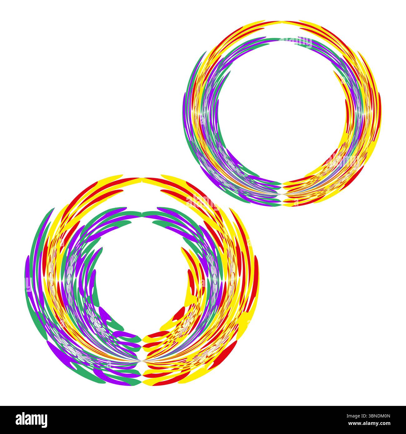 Ringpaar Regenbogen. Buntes Loop-Duo. Verlaufsvektorkreise. Lebendige Swirl-Symbole. Stock Vektor