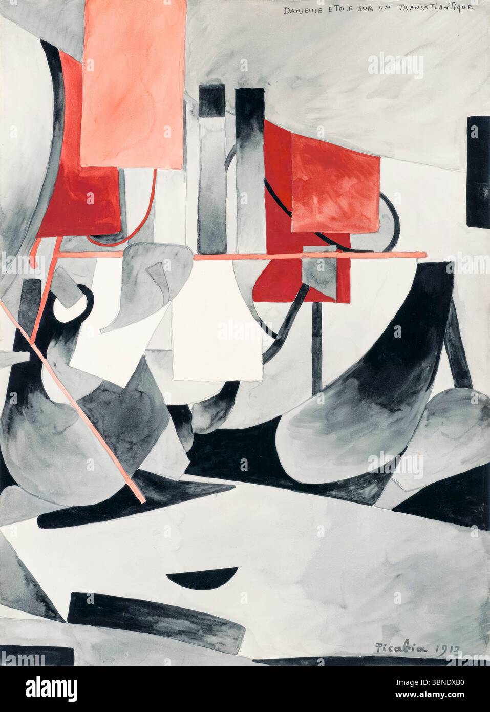 Francis Picabia, danseuse étoile sur un transatlantique (Star Dancer auf einem transatlantischen Liner), abstrakte Malerei in Aquarell und Tusche über Bleistift an Bord, 1913 Stockfoto