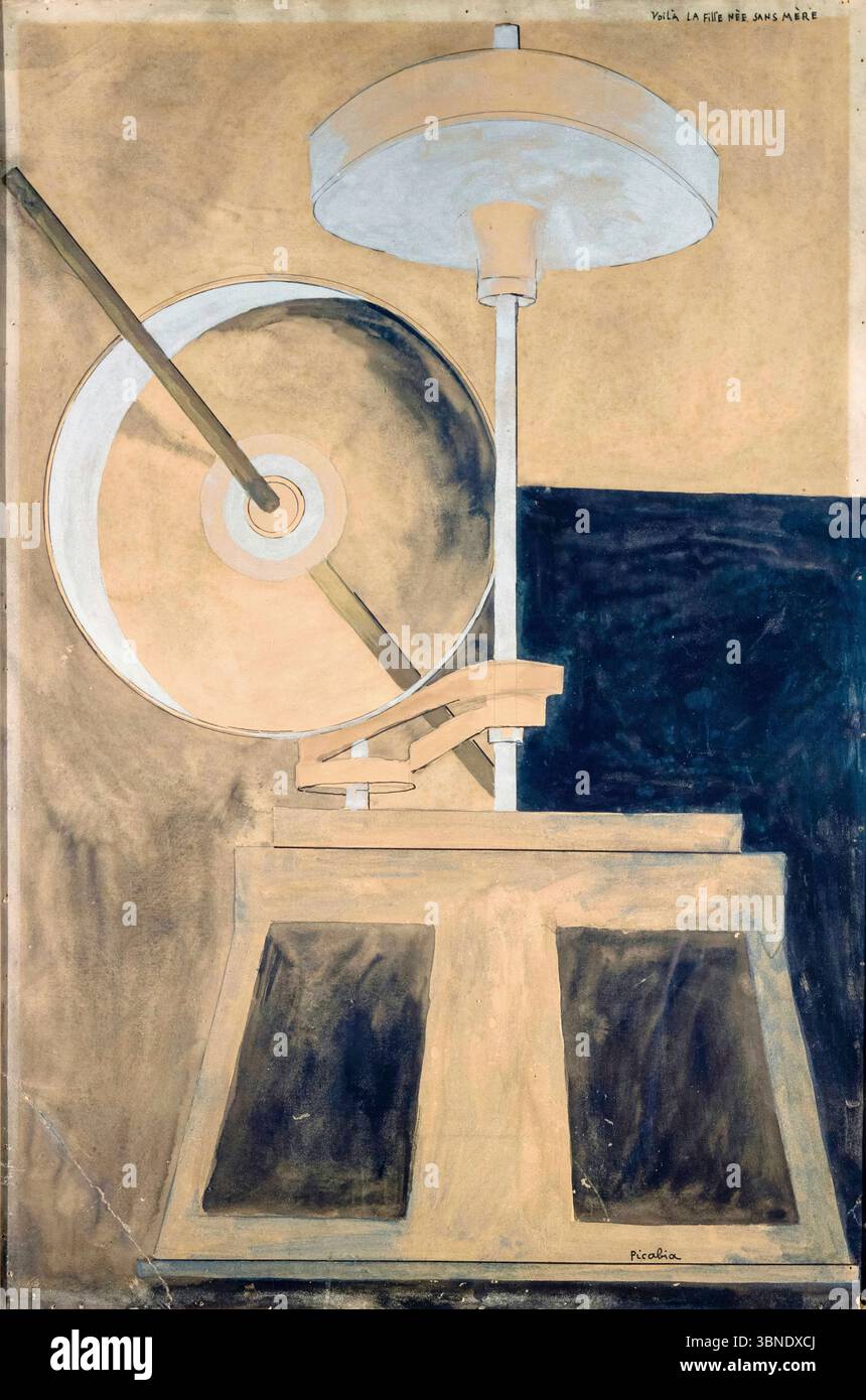 Francis Picabia, Voilà la fille née sans mère, Aquarellmalerei mit Gouache, Bleistift und Tinte auf Karton, 1916-1918 Stockfoto