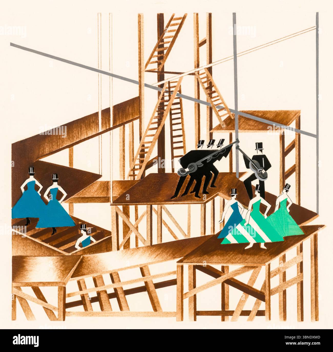 Alexandra Exter, Bühnendesign. Spanisches Pantomime (Pantomime espanole), lithographischer Druck, 1926-1930 Stockfoto