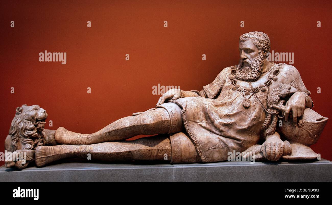 Tombeau de Philippe Chabot comte de Brion Admiral de France mort 1543 French Paris, Louvre, (* ca. 1492 in Brion, gestorben am 1. Juni 1543) war der Großadmiral Frankreichs unter Franz I., dessen Gunst ihn vom Kleinadler Poitou zu Ruhm und Machtumständen erhob. Neben der Herrschaft Brions hatte er die Titel Comte de Charny und Comte de Buzancois. Stockfoto