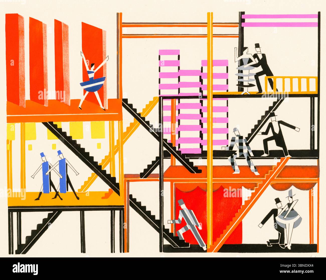Alexandra Exter, Bühnendesign. Projekt für eine Operette (Projet pour une Opérette), lithographischer Druck, 1927-1930 Stockfoto