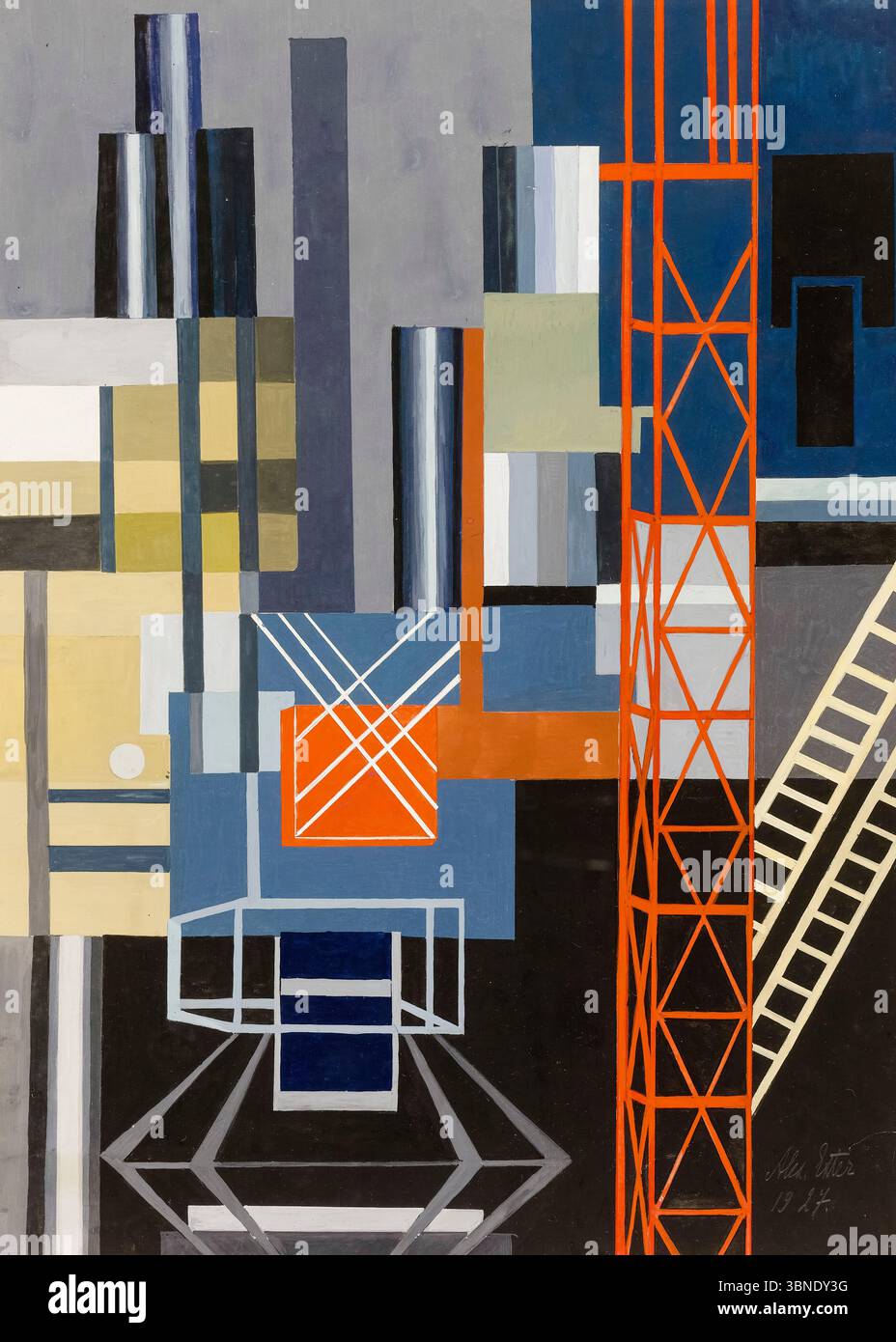 Alexandra Exter, konstruktivistische Bühnengestaltung, Gemälde in Gouache, 1927 Stockfoto