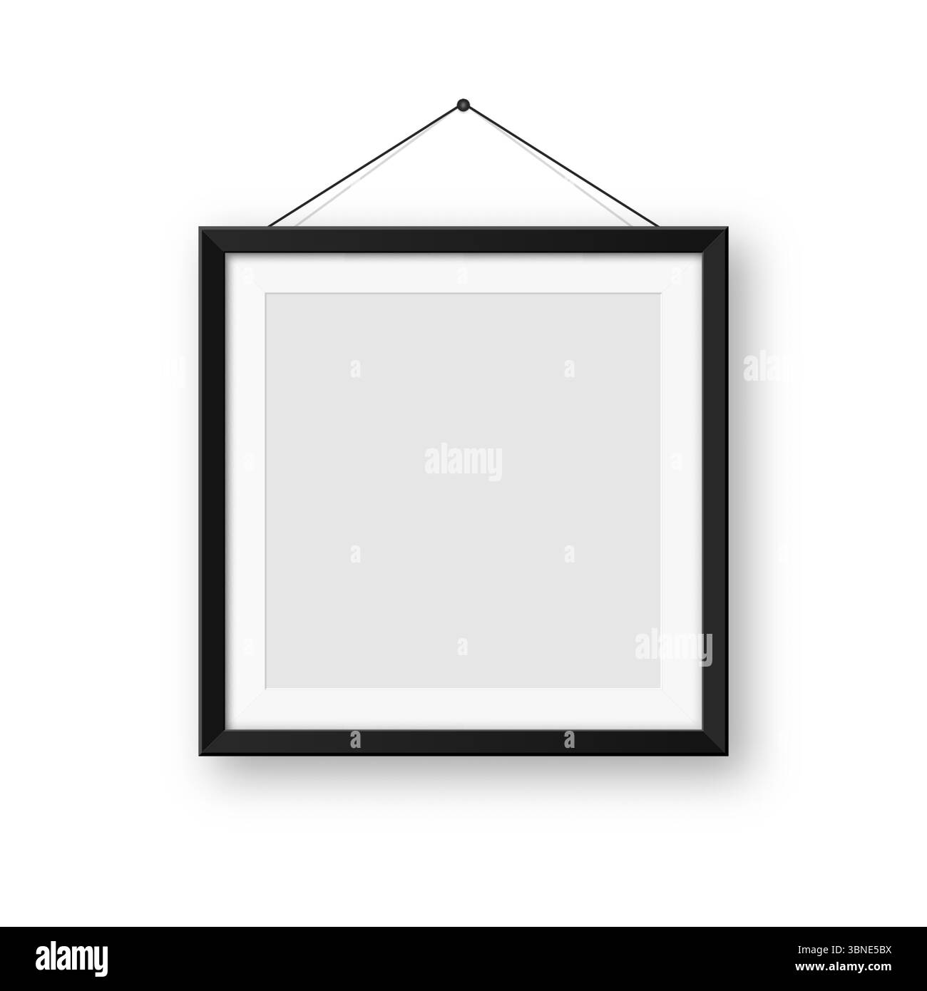 Realistische Sammlung von leeren schwarzen Bilderrahmen. Modernes Postermockup für Kunstwerke, Fotografien oder Werbung. Perfekt für Kunstgalerien und Innenräume Stock Vektor