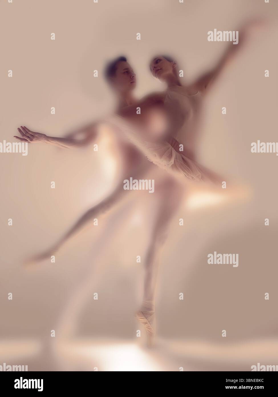 Verblichenes Bernsteinduo mit romantischer Ballettanmut und subtiler emotionaler Spannung Stockfoto