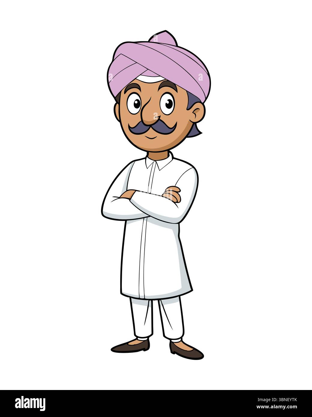 Indische Zeichentrickfigur in traditioneller Kleidung mit Turban Stock Vektor