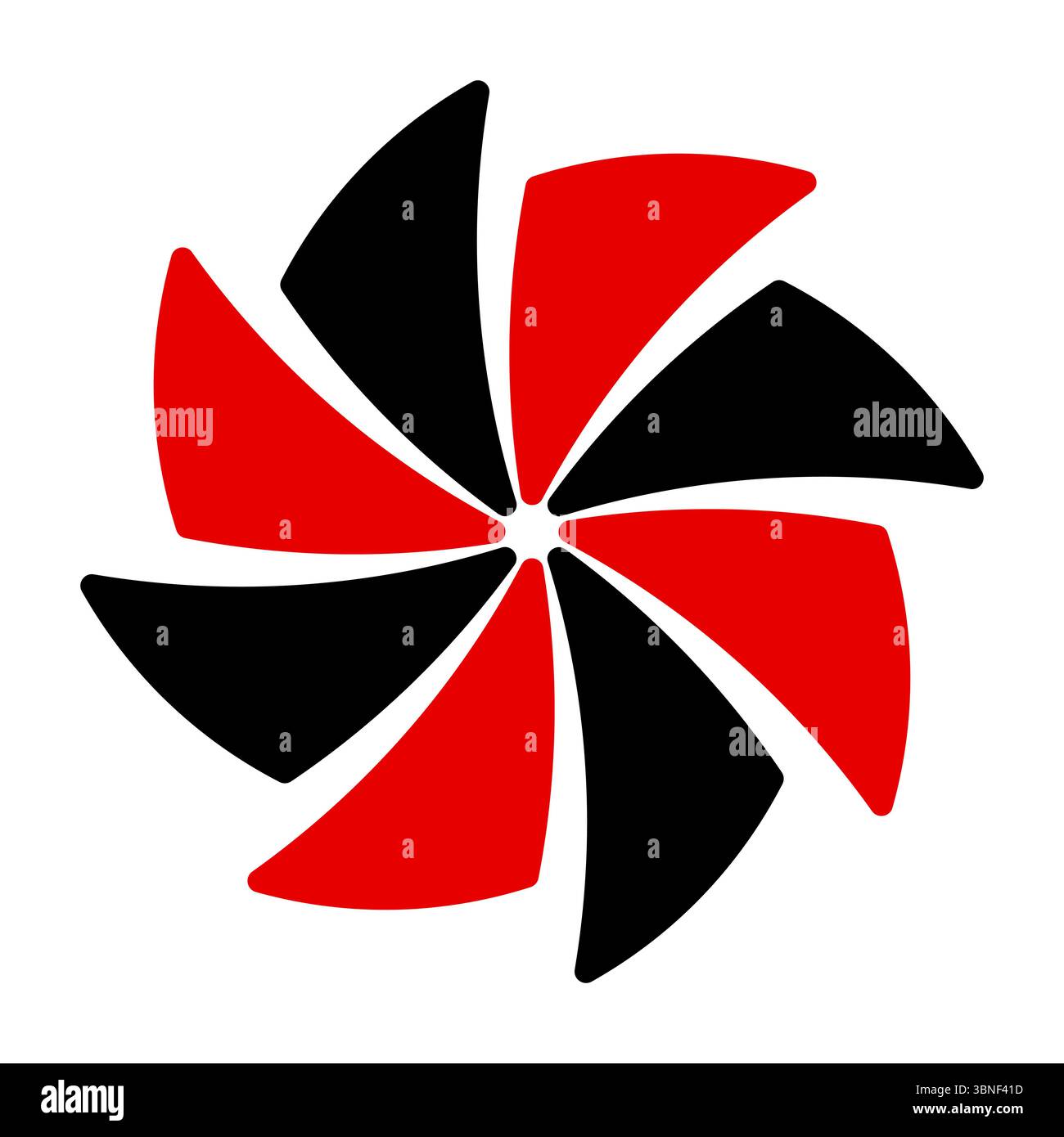 Abstrakte rote und schwarze Wirbel-Symbol Vektor-Illustration. Ein modernes Vektorsymbol in Rot und Schwarz mit einem dynamischen, drehenden Erscheinungsbild Stock Vektor