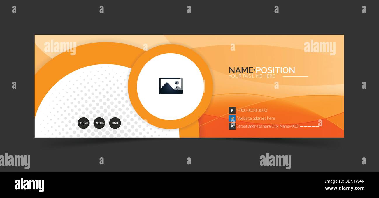 Moderne und minimalistische E-Mail-Signatur oder E-Mail-Fußzeile. Gestaltung des Deckblatts für persönliche soziale Medien Stock Vektor