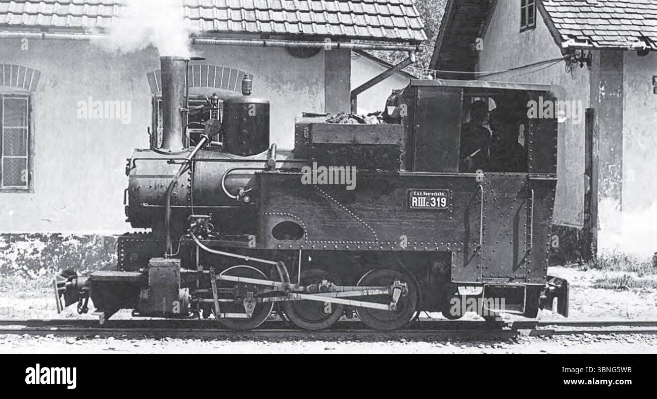 Locomotiva-Tender k.u.k.Heeres-Rollbahnen R III c 319 Spitze C-n2t (ec 600 mm) din Seria R III c 306 - R III c 320 (Breitfeld Danek; Nr. De fabricaţie 150-1918-164-1918). Stockfoto