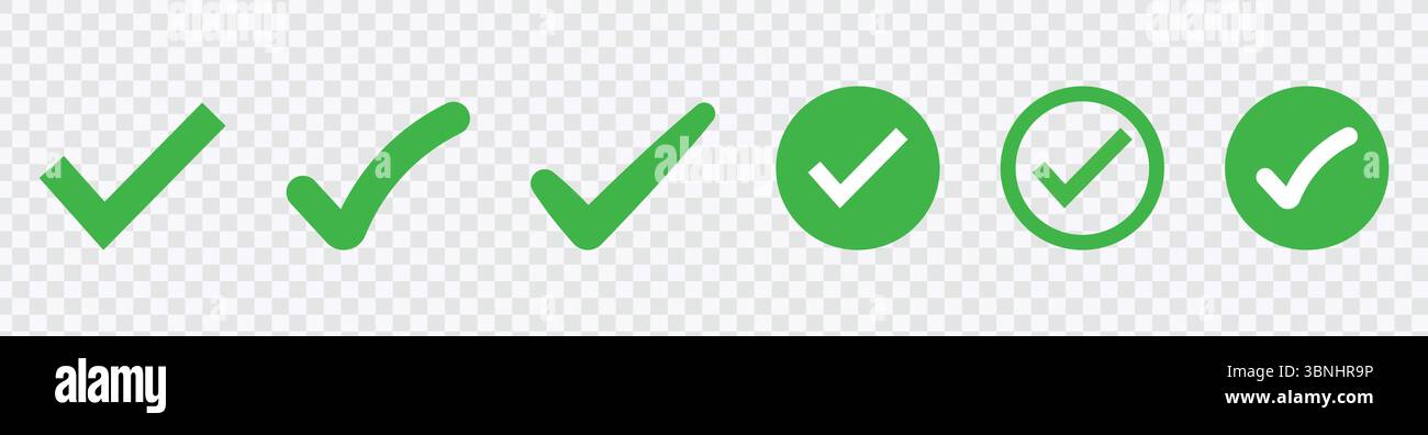 Grüne Häkchensymbole Gesetzt Stock Vektor