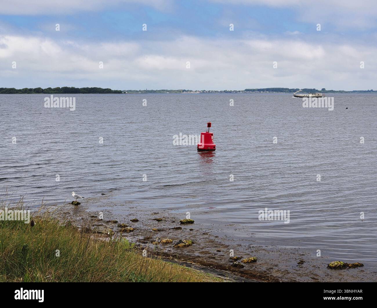Blick auf das Grevelingenmeer, den größten Binnensalzwassersee in Westeuropa, die Provinzen Zeeland und Südholland, Niederlande Stockfoto