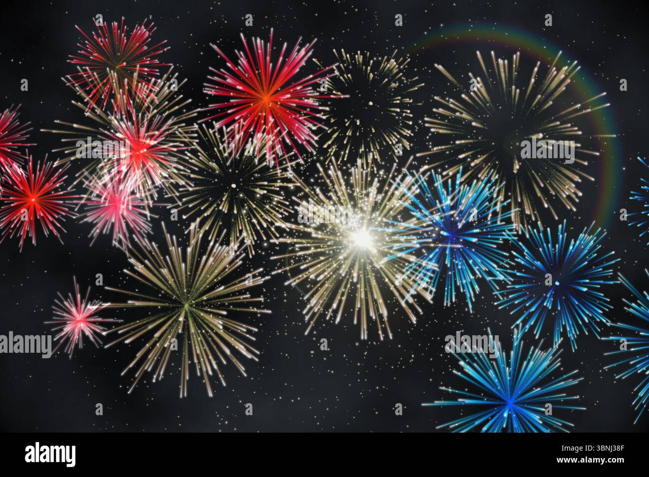 Digital generiertes helles Feuerwerk Stockfoto