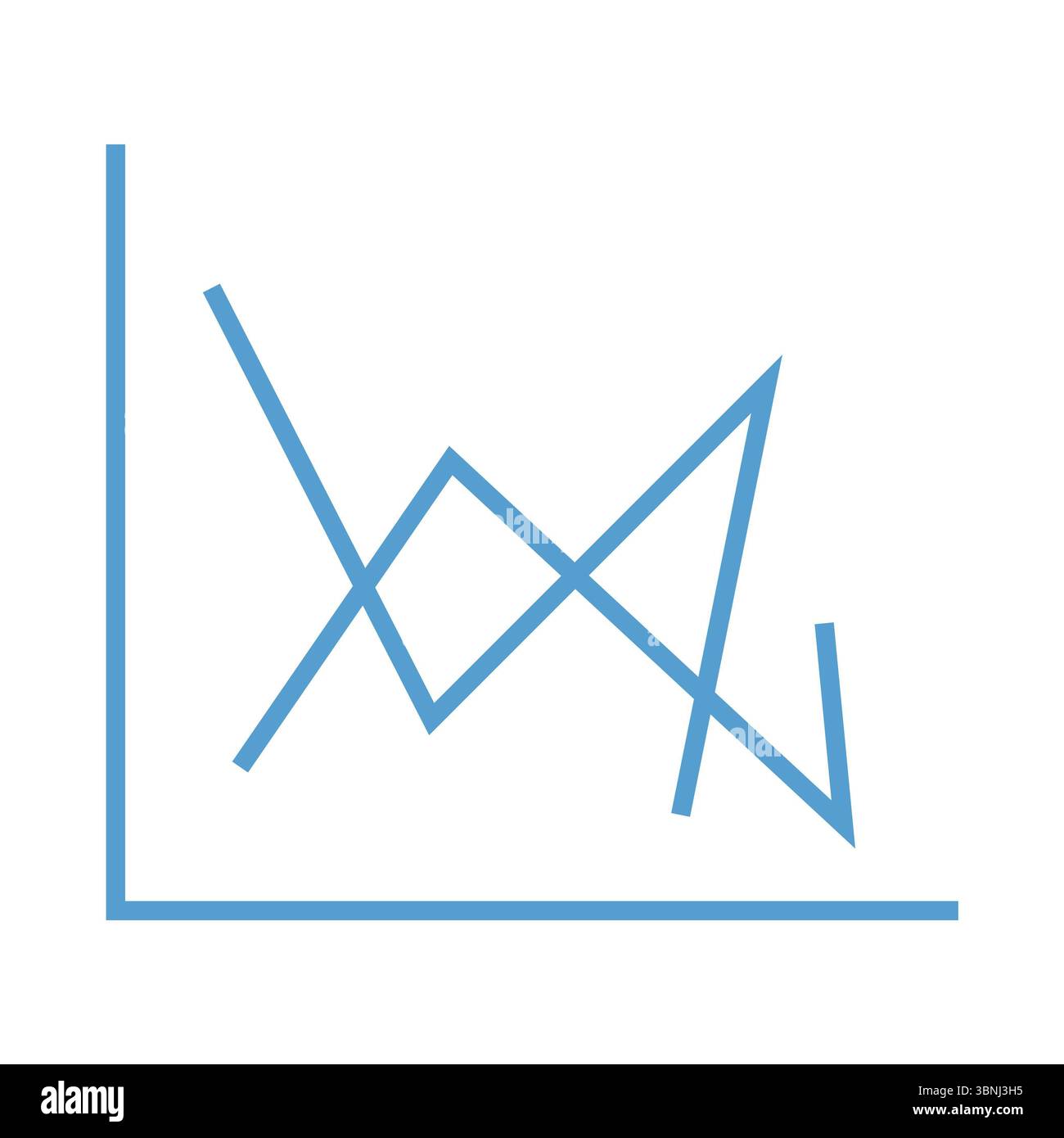 Blaues Liniendiagramm über weißem Hintergrund Stockfoto