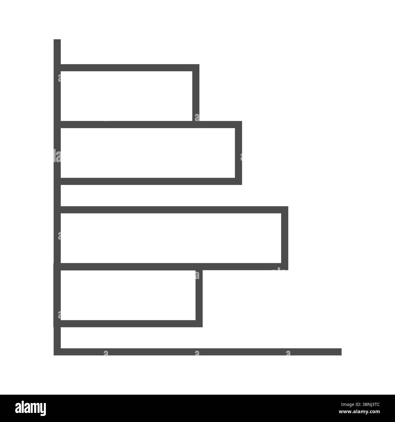 Balkendiagramm vor weißem Hintergrund Stockfoto