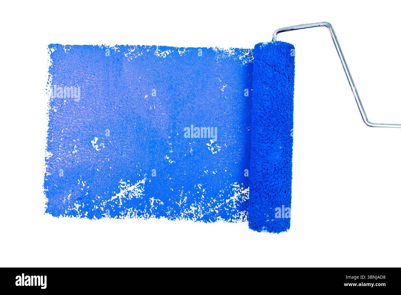 Blaue Malerei mit Walze Stockfoto